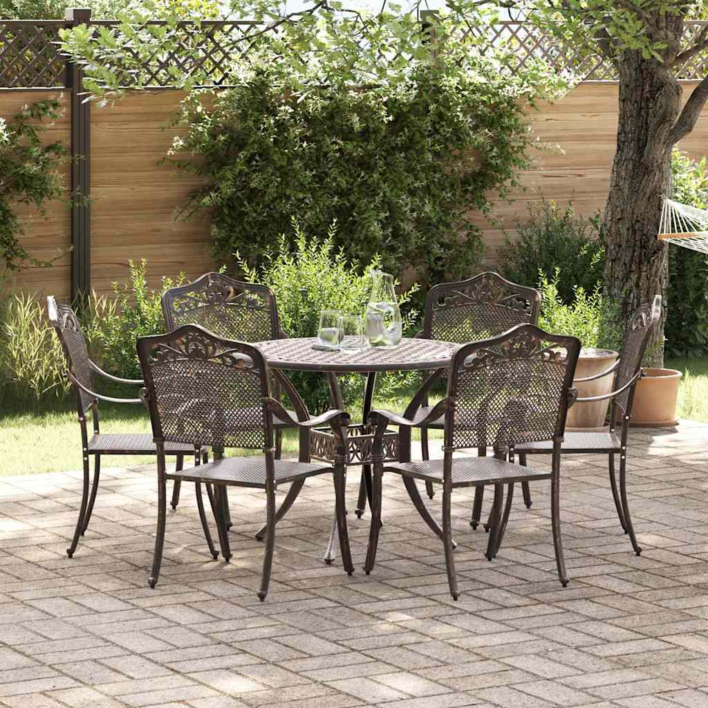 Set da Pranzo per Giardino 7 pcs Bronzo Alluminio | homemem39