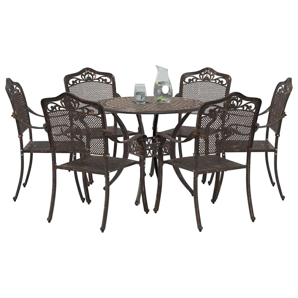 Set da Pranzo per Giardino 7 pcs Bronzo Alluminio | homemem39