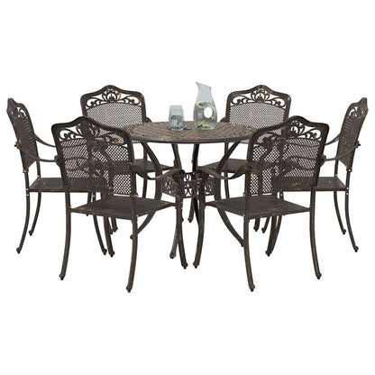 Set da Pranzo per Giardino 7 pcs Bronzo Alluminio | homemem39