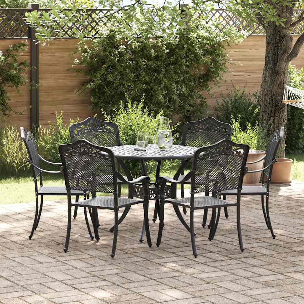 Set da Pranzo per Giardino 7 pcs Nero Alluminio | homemem39