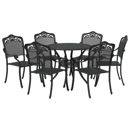 Set da Pranzo per Giardino 7 pcs Nero Alluminio | homemem39
