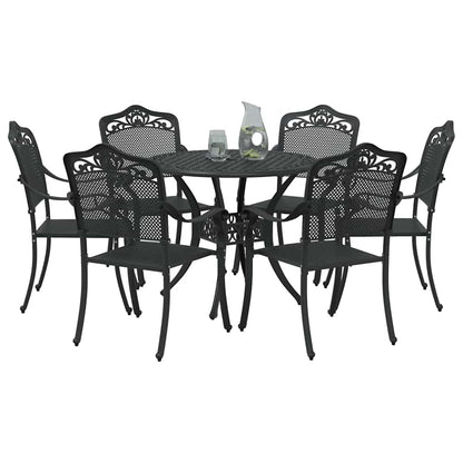 Set da Pranzo per Giardino 7 pcs Nero Alluminio | homemem39