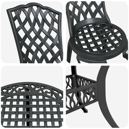 Set da Pranzo per Giardino 5 pcs Nero Alluminio