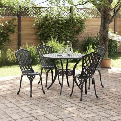 Set da Pranzo per Giardino 5 pcs Nero Alluminio | homemem39
