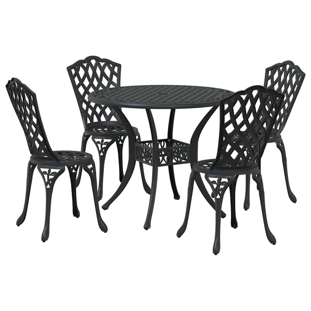 Set da Pranzo per Giardino 5 pcs Nero Alluminio | homemem39