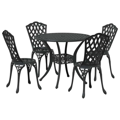 Set da Pranzo per Giardino 5 pcs Nero Alluminio | homemem39