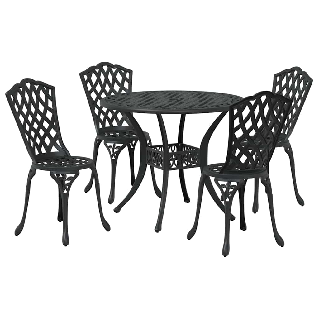 Set da Pranzo per Giardino 5 pcs Nero Alluminio | homemem39