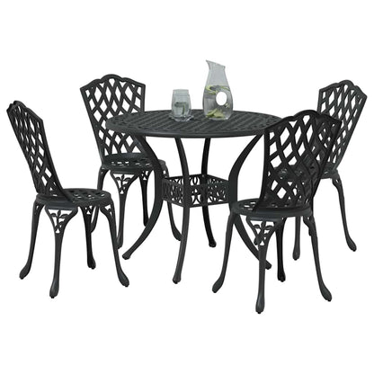 Set da Pranzo per Giardino 5 pcs Nero Alluminio | homemem39