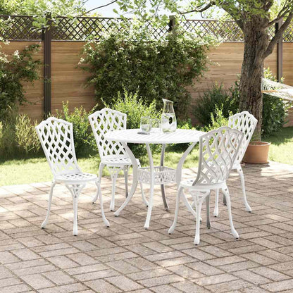 Set da Pranzo per Giardino 5 pcs Bianco Alluminio | homemem39