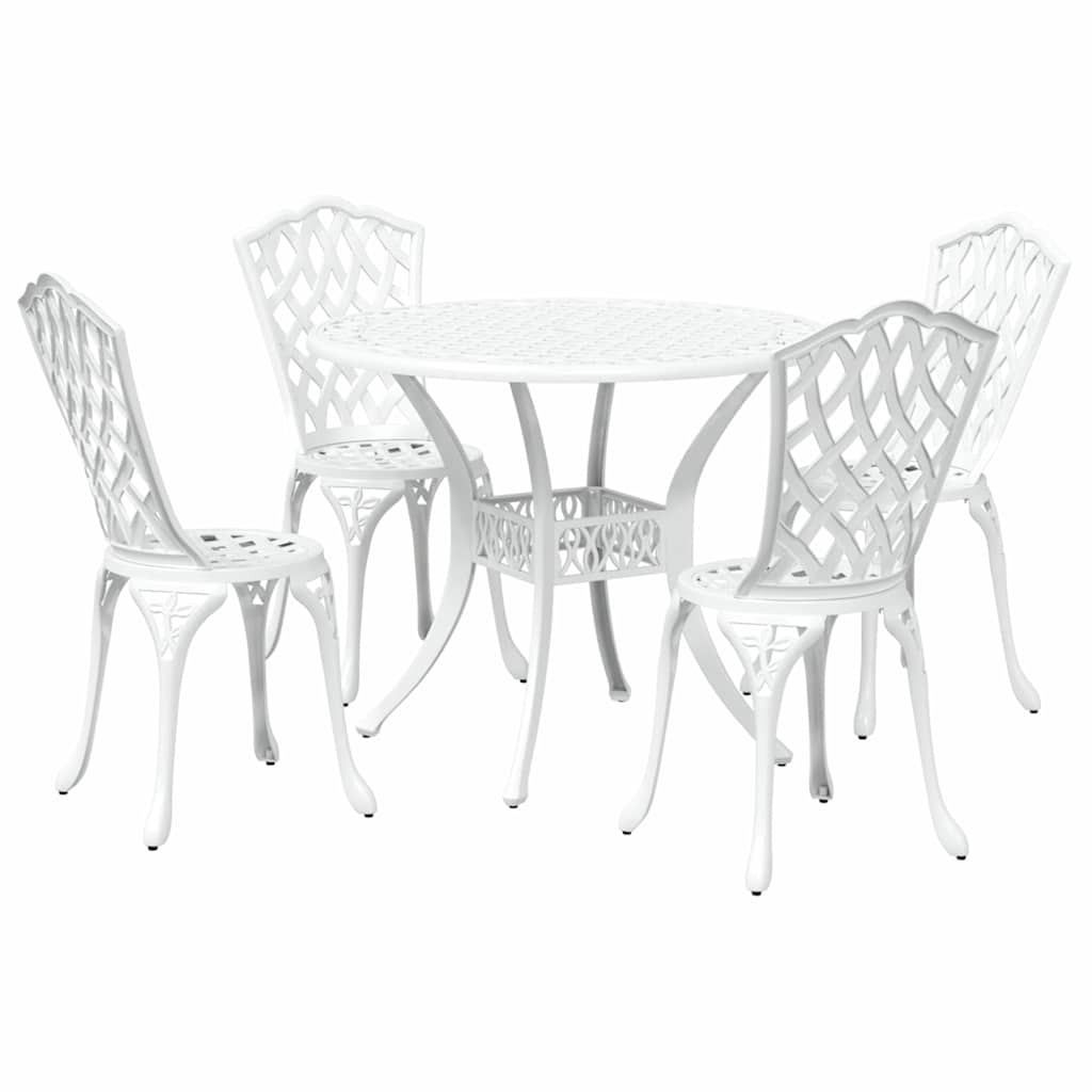 Set da Pranzo per Giardino 5 pcs Bianco Alluminio | homemem39