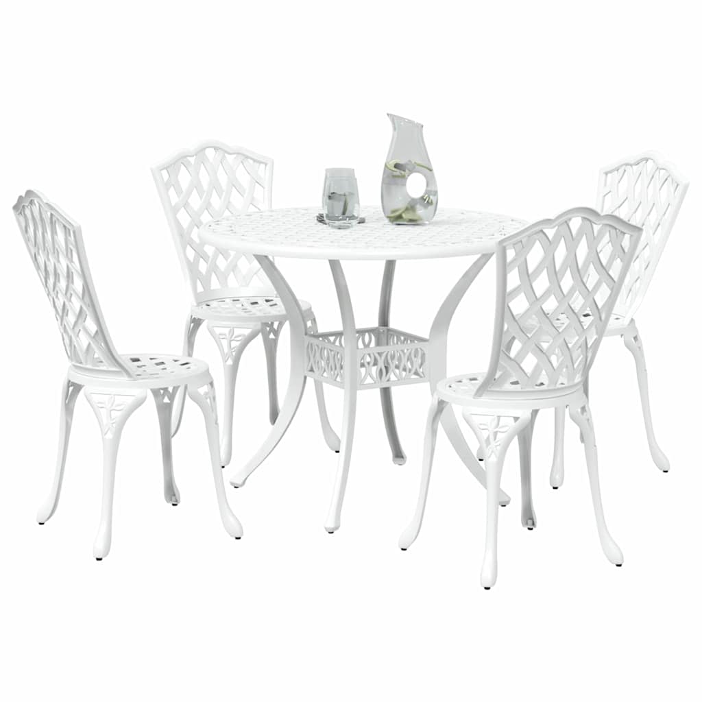 Set da Pranzo per Giardino 5 pcs Bianco Alluminio | homemem39