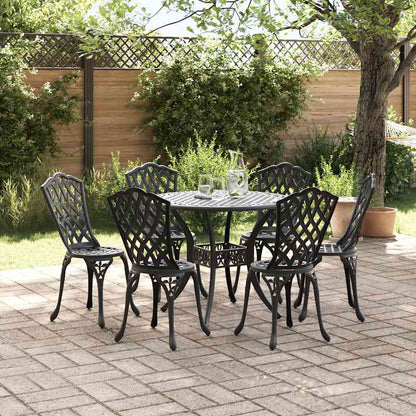 Set da Pranzo per Giardino 7 pcs Nero Alluminio | homemem39