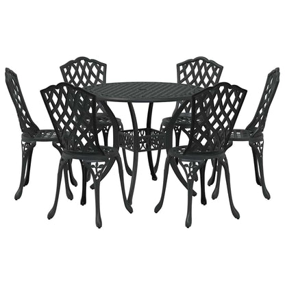 Set da Pranzo per Giardino 7 pcs Nero Alluminio | homemem39