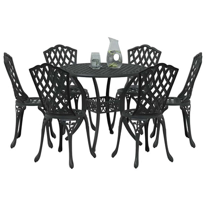 Set da Pranzo per Giardino 7 pcs Nero Alluminio | homemem39
