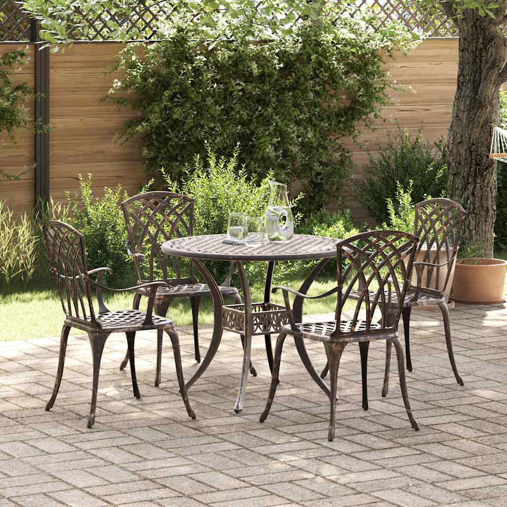 Set da Pranzo per Giardino 5 pcs Bronzo Alluminio | homemem39