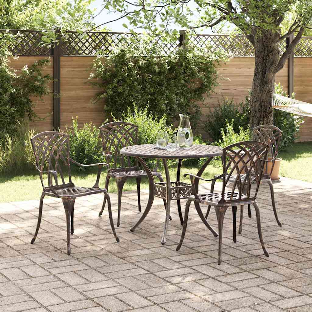 Set da Pranzo per Giardino 5 pcs Bronzo Alluminio | homemem39