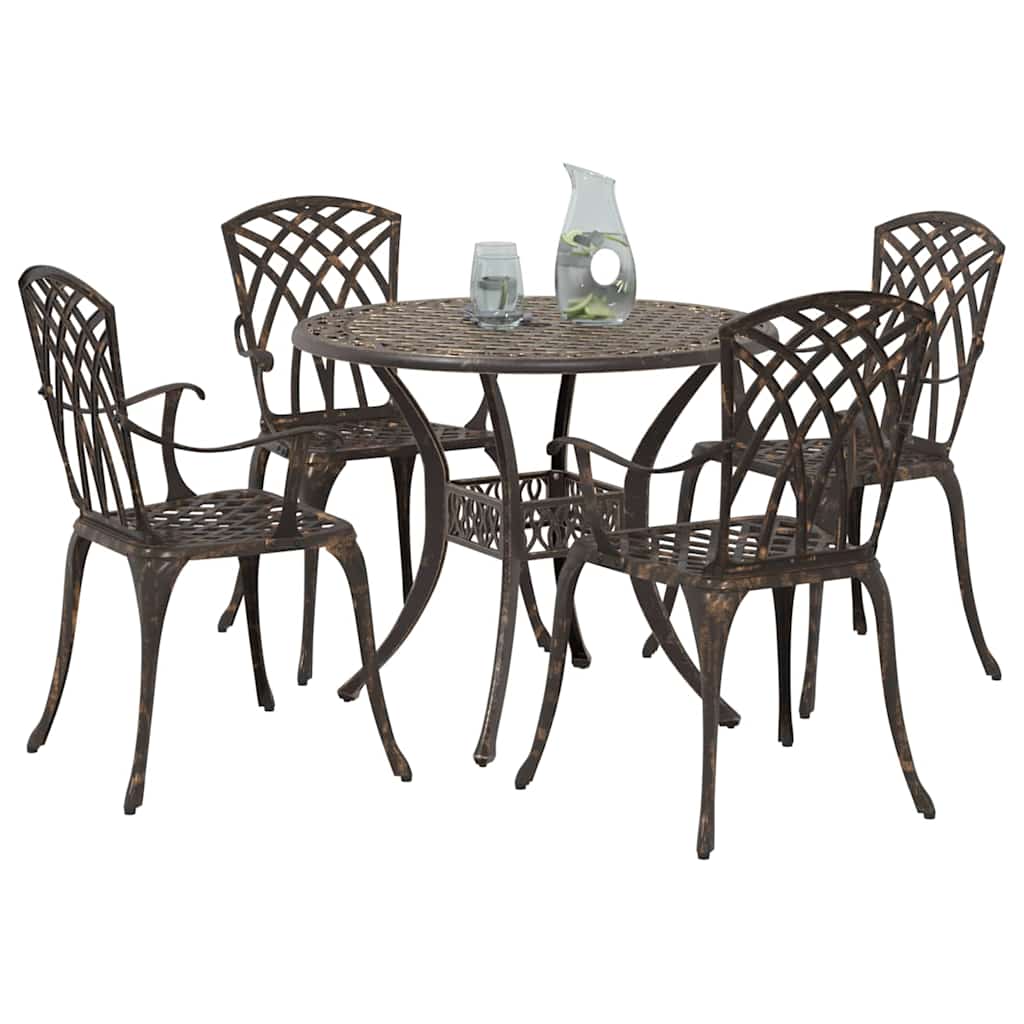 Set da Pranzo per Giardino 5 pcs Bronzo Alluminio | homemem39