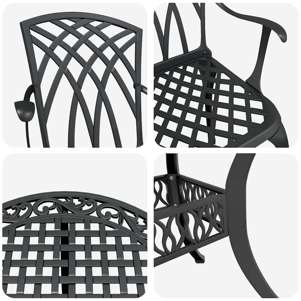 Set da Pranzo per Giardino 5 pcs Nero Alluminio