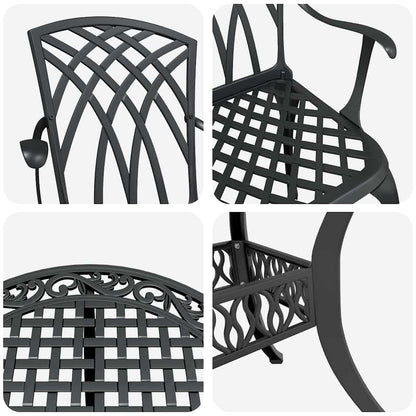 Set da Pranzo per Giardino 5 pcs Nero Alluminio