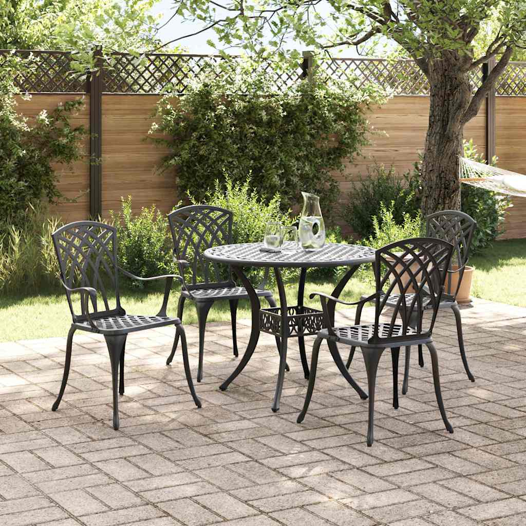 Set da Pranzo per Giardino 5 pcs Nero Alluminio | homemem39