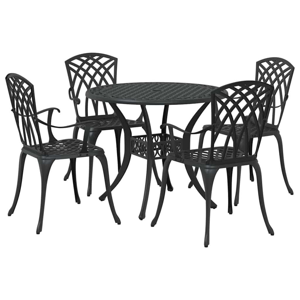 Set da Pranzo per Giardino 5 pcs Nero Alluminio | homemem39