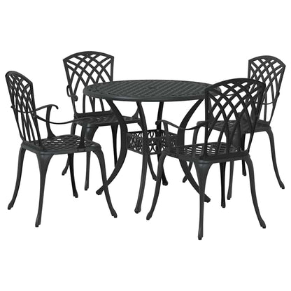 Set da Pranzo per Giardino 5 pcs Nero Alluminio