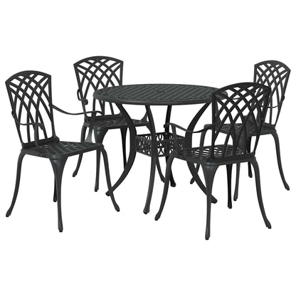 Set da Pranzo per Giardino 5 pcs Nero Alluminio | homemem39