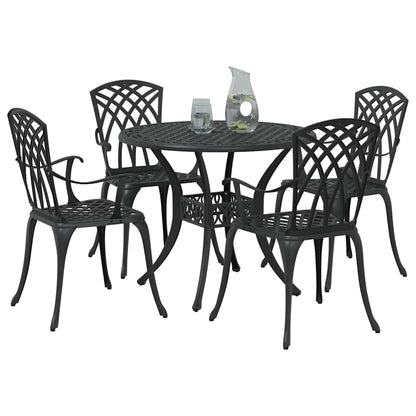 Set da Pranzo per Giardino 5 pcs Nero Alluminio | homemem39