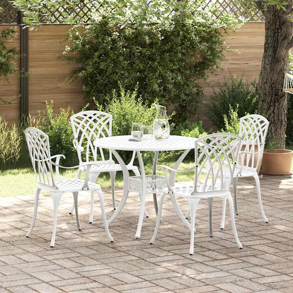 Set da Pranzo per Giardino 5 pcs Bianco Alluminio | homemem39