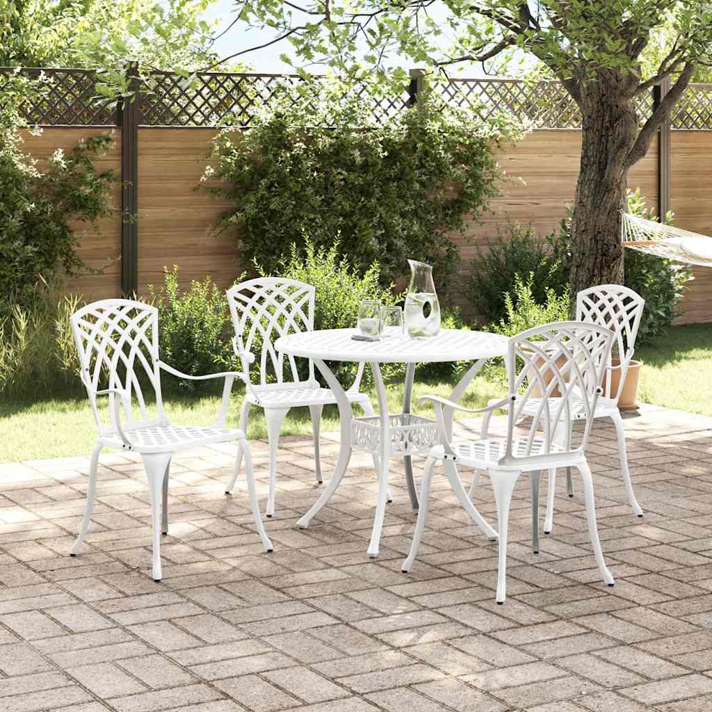 Set da Pranzo per Giardino 5 pcs Bianco Alluminio | homemem39
