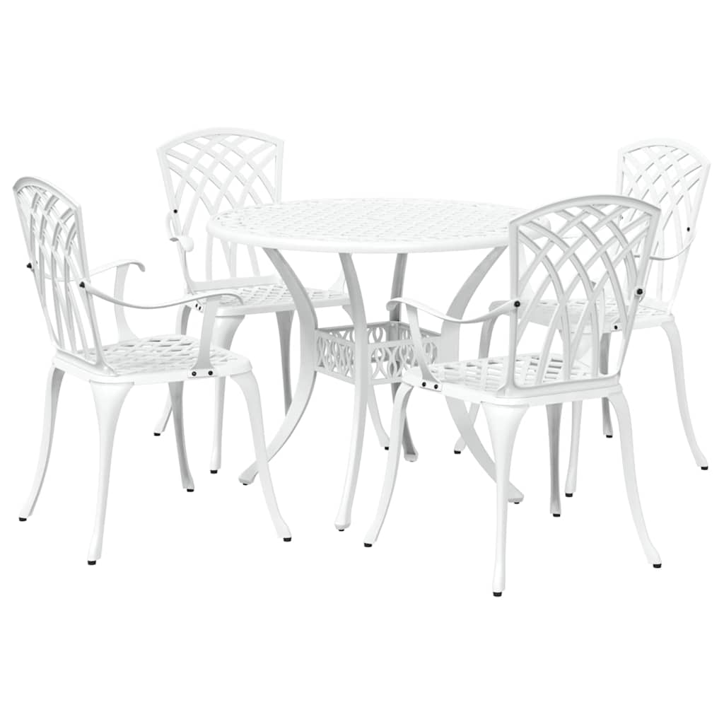 Set da Pranzo per Giardino 5 pcs Bianco Alluminio | homemem39