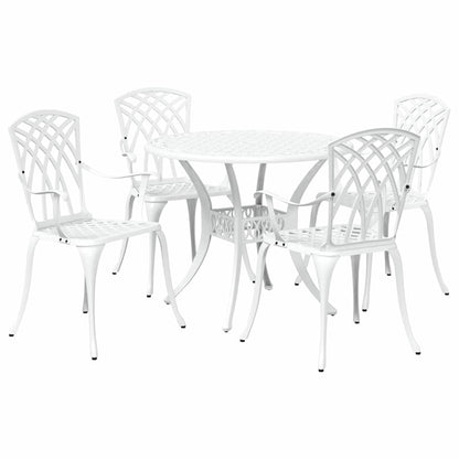 Set da Pranzo per Giardino 5 pcs Bianco Alluminio | homemem39