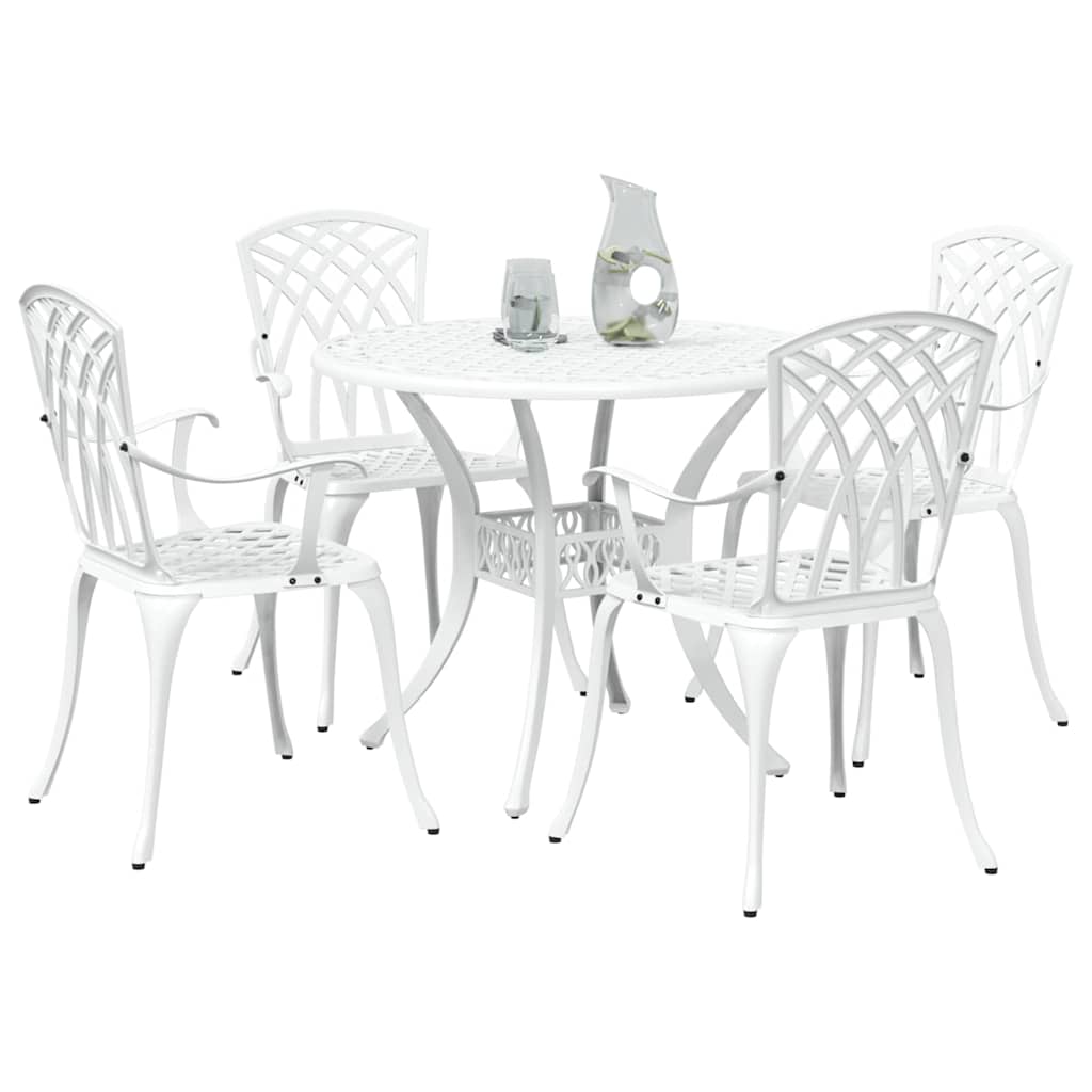 Set da Pranzo per Giardino 5 pcs Bianco Alluminio | homemem39