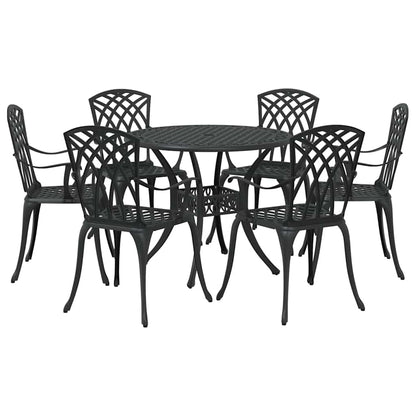 Set da Pranzo per Giardino 7 pcs Nero Alluminio