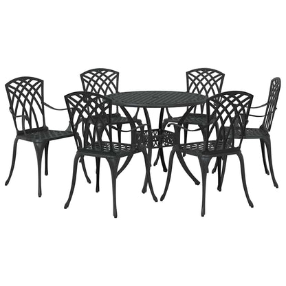 Set da Pranzo per Giardino 7 pcs Nero Alluminio | homemem39