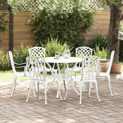 Set da Pranzo per Giardino 7 pcs Bianco Alluminio | homemem39