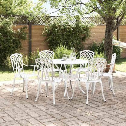 Set da Pranzo per Giardino 7 pcs Bianco Alluminio | homemem39