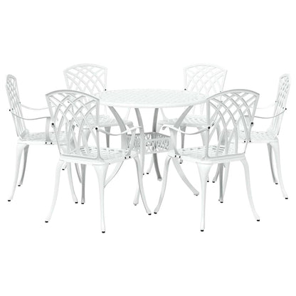 Set da Pranzo per Giardino 7 pcs Bianco Alluminio | homemem39