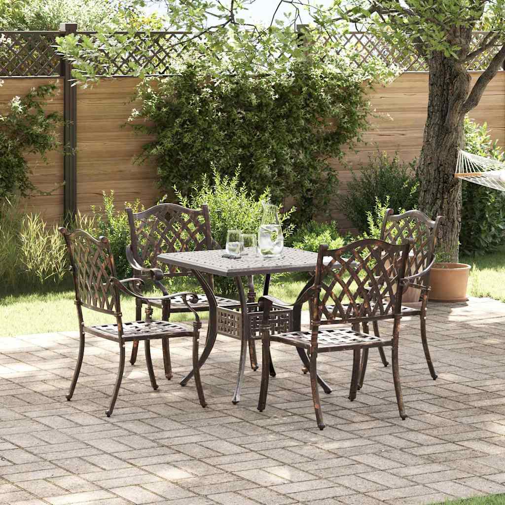 Set di Tavolo da Giardino 5 pcs Bronzo Alluminio pressofuso