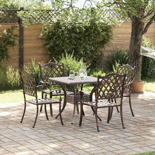 Set di Tavolo da Giardino 5 pcs Bronzo Alluminio pressofuso