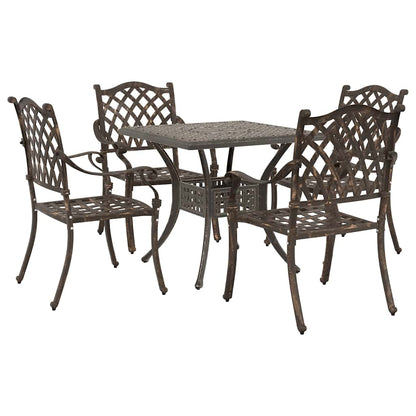 Set di Tavolo da Giardino 5 pcs Bronzo Alluminio pressofuso