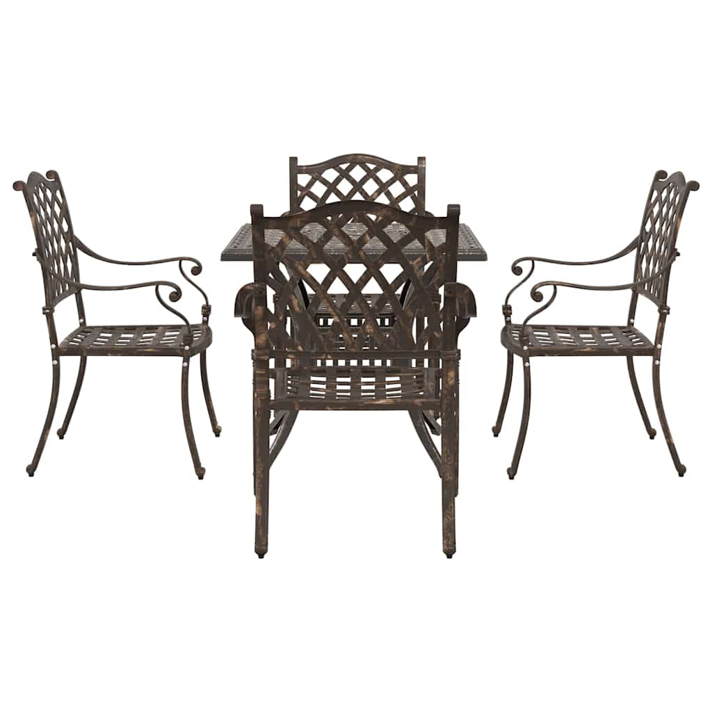 Set di Tavolo da Giardino 5 pcs Bronzo Alluminio pressofuso | homemem39