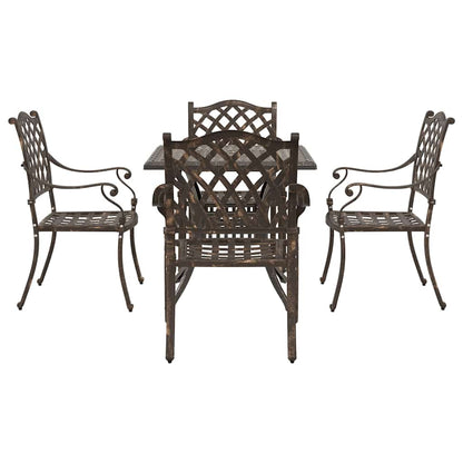 Set di Tavolo da Giardino 5 pcs Bronzo Alluminio pressofuso | homemem39