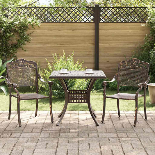 Set di Tavolo da Giardino 3 pcs Bronzo Alluminio pressofuso | homemem39