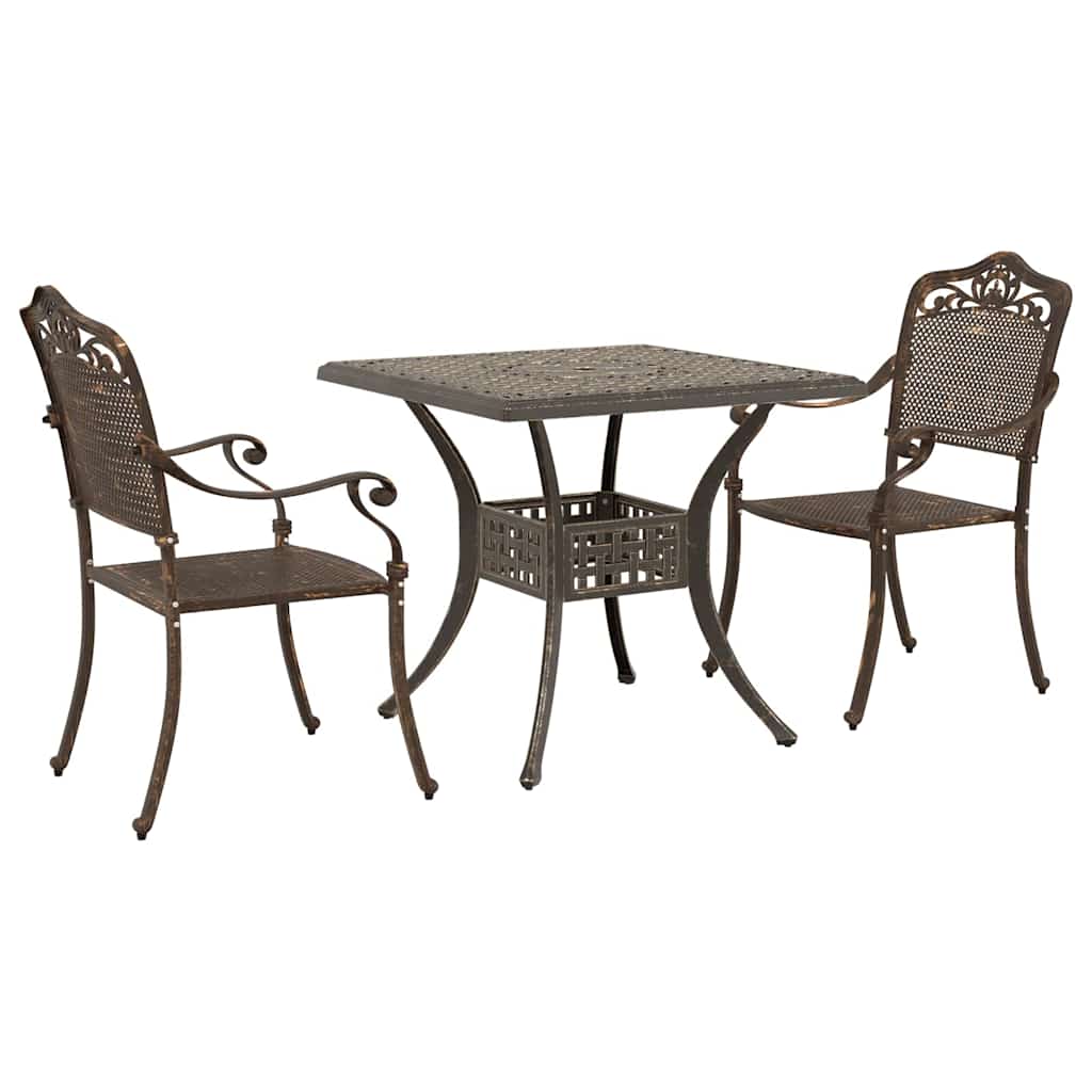 Set di Tavolo da Giardino 3 pcs Bronzo Alluminio pressofuso | homemem39