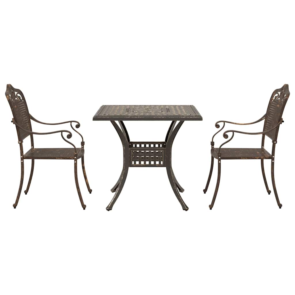 Set di Tavolo da Giardino 3 pcs Bronzo Alluminio pressofuso | homemem39