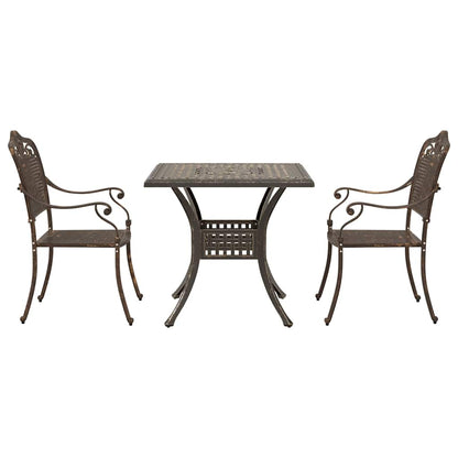 Set di Tavolo da Giardino 3 pcs Bronzo Alluminio pressofuso | homemem39