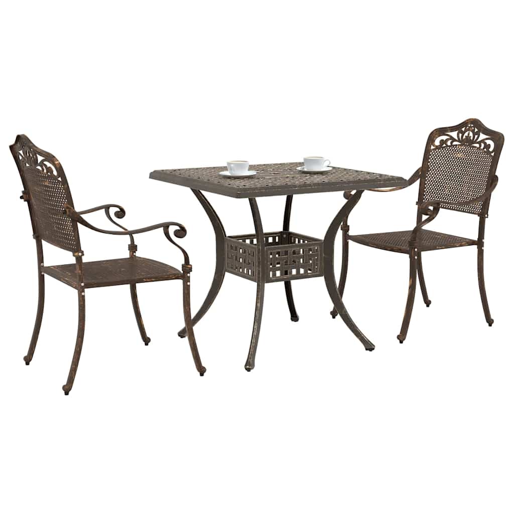 Set di Tavolo da Giardino 3 pcs Bronzo Alluminio pressofuso | homemem39