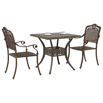 Set di Tavolo da Giardino 3 pcs Bronzo Alluminio pressofuso | homemem39