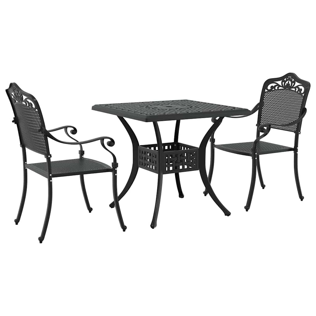 Set di Tavolo da Giardino 3 pcs Nero Alluminio pressofuso